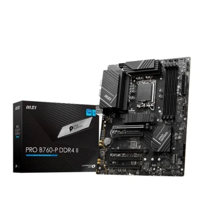 Imagen de MSI Pro B760 P DDR4 II Placa Base, ATX, Soporta procesadores Intel B760, LGA 1700, Memoria Boost 5333MHz OC, 2 x PCIe 4.0 x16 Slots, Wi Fi6E