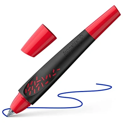 Imagen de Schneider Breeze 188882 Bolígrafo de punta redonda (plástico reciclado, color escritura: azul real, borrable), negro y rojo