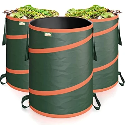 Imagen de Gardebruk 3x Sacos para Desechos de Jardín hasta 30Kg 85L 50x47 Saco Plegable Hidrófugo Asas y Cordón