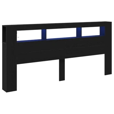 Imagen de vidaXL Cabecero Moderno de Madera Maciza Roble con Luces LED y Almacenamiento 220 cm Construcción Durable Acabado Mate Ideal para Decoración Dormitorio como Soporte Cama