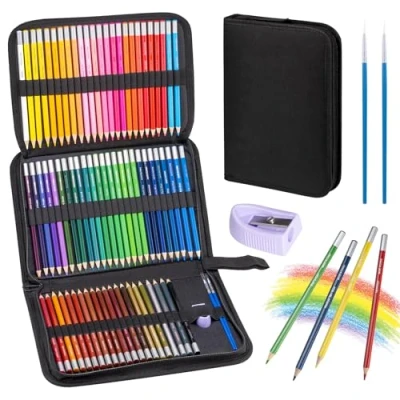 Imagen de Carehabi juego de 72 lápices colores, minas color con núcleo suave bolsillo portátil cremallera premium, cintura perfecto para artistas