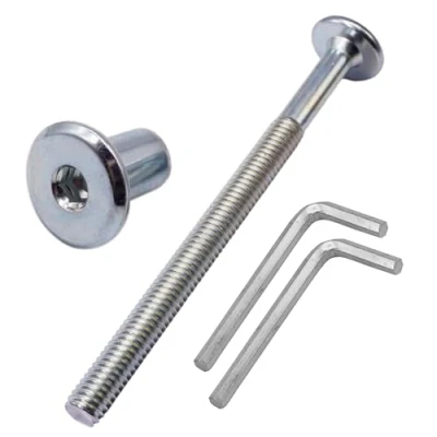 Imagen de SKIR&#039;CO (10 piezas) Pernos conectores de junta acero galvanizado M6 x 80 mm con tuercas, perno conector para muebles, tornillos hexagonales