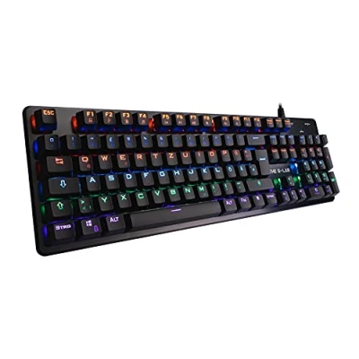 Imagen de THE G LAB Keyz Carbon V3 Teclado mecánico para Juegos QWERTZ Interruptores Azules, LED Multicolor con retroiluminación, antighosting, PC/PS4/PS5/Xbox One/Xbox Series X