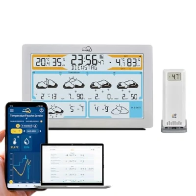 Imagen de TFA Dostmann Station Meteo Wifi TFA.me ID 02, 35.8100, pronóstico del tiempo por wetter.com 3 6 días, portal en línea, sensor inalámbrico exterior, alerta meteorológica, mundo entero, plateado