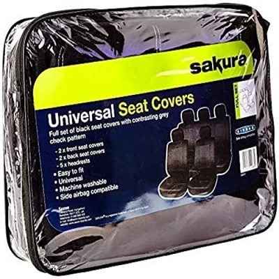 Imagen de Sakura Juego de Fundas para Asientos Coche (con reposacabezas), Color Blanco y Negro