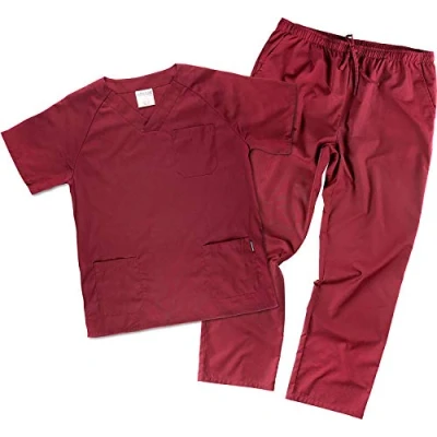 Imagen de Work Team Uniforme Sanitario, con elástico y cordón en la Cintura, Casaca Pantalon Unisex Granate XXL