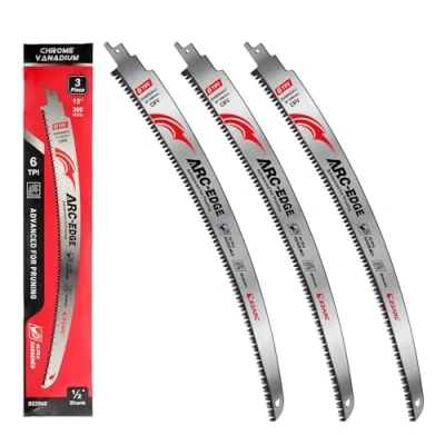 Imagen de EZARC Lama de sierra recíproca 380mm con dientes japoneses, hojas para poda madera borde en arco 6 TPI recortar árboles, cortar madera, 3 piezas.
