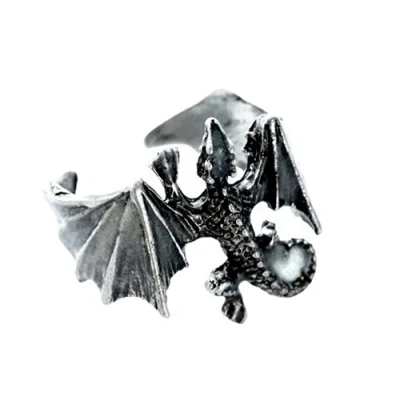 Imagen de AUSUKY Anillo luminoso que brilla en la oscuridad Dragón Pterosaurio ajustable Anillos de dedo Aleación (Plata/Verde Glow)