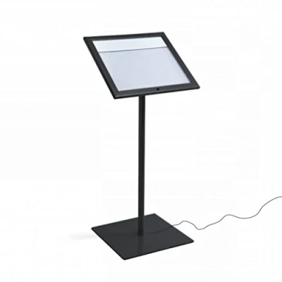 Imagen de Danieli Store Expositores de Pie 2xA4 para Exterior. Soporte Menu Aluminio Con Llave. Atril Tiendas y Restaurantes. Porta Exterior sin Luz LED Panel Personalizable
