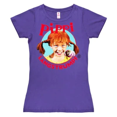 Imagen de Logoshirt® Pippi Calzaslargas Retrato I Camiseta Print Mujer Violeta Diseño Original con Licencia, Talla M