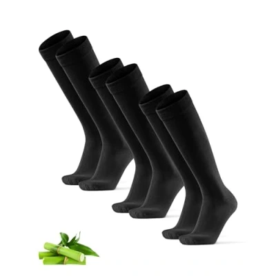 Imagen de DANISH ENDURANCE Pack de 3 Calcetines Bambú Altos, Hasta la Rodilla, Clásicos, Suaves y Transpirables, Negro, 39 42