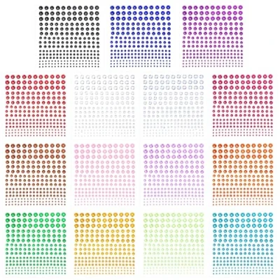 Imagen de Brillantes para la Cara, PHOGARY 3375 Piezas Autoadhesivas Diamantes en 15 colores 2 3 4 5 6 mm Cristal Manualidade Tarjetas Niños, Uñas Faciales Decoraciones