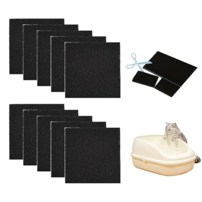 Imagen de svpfuo 10 Piezas Caja de Arena para Gatos Filtro Carbon Activo, Arenero Cubierto, Filtros Gatos, se Utiliza Aligerar los Olores en Las Cajas