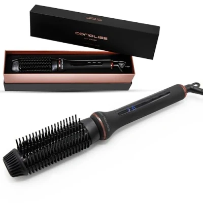 Imagen de Corioliss Cepillo Alisador Pelo Electrico Hot Brush Antifrizz Control Temperatura 80º a 210º Ionico Ceramica Apagado Automático