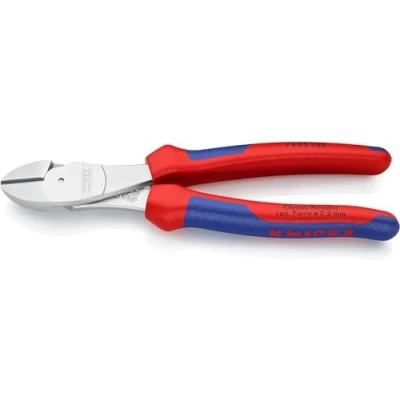 Imagen de Knipex Alicates de corte diagonal fuerza cromado, con fundas multicomponentes 200 mm (cartulina autoservicio/blíster) 74 05 SB