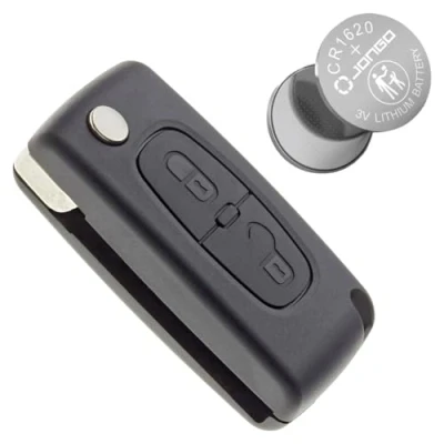 Imagen de Jongo Carcasa de Llave sin Cuchilla Compatible con Citroën C2, C3, Berlingo II (B9) CE0536 1x Pila CR1620 Caja Plip Coche Utilitario Mando a distancia 2 Botones