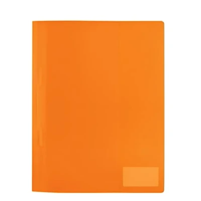 Imagen de HERMA 19489 carpeta de archivos A4, color naranja translúcido, paquete 3, plástico con etiqueta etiquetado, bolsillo deslizante y lengüeta grapas metal, juego carpetas