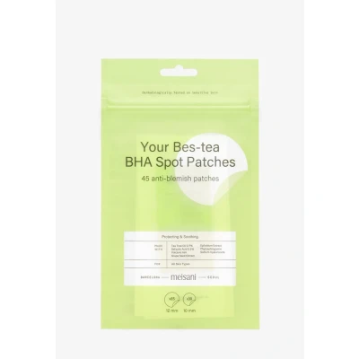 Imagen de Meisani YOUR BES TEA BHA SPOT PATCHES, Parches Acne Pimple Granos, Tratamiento Facial Antiacné, Hidrocoloides Invisibles con Ácido Salicílico y Árbol de Té, Cosmetica Coreana (1 pack 45ud)