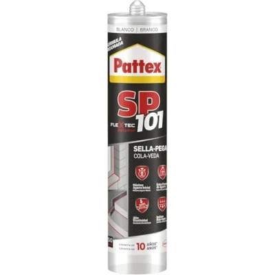 Imagen de Pattex SP101 Original, adhesivo sellador para interiores y exteriores, polímero blanco multimaterial, de juntas en cartucho, 1 x 280 ml