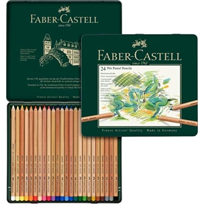 Imagen de Faber Castell 112124 Estuche de metal con 24 ecolápices Pitt pastel, multicolor