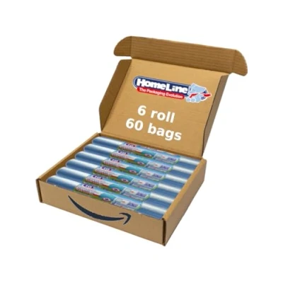 Imagen de HOME LINE 60 Bolsas de basura 110 litros 70 x cm con lazos, antigoteo y ultrarresistentes para recogida selectiva Color azul
