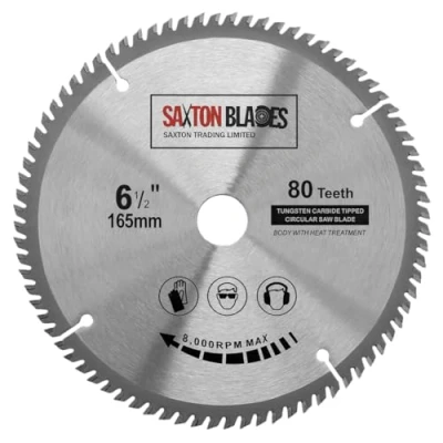 Imagen de Saxton Blades TCT Hoja de sierra circular para madera (165 x 20 mm, anillo 16 80 dientes, compatible con Bosch, Makita, etc.)