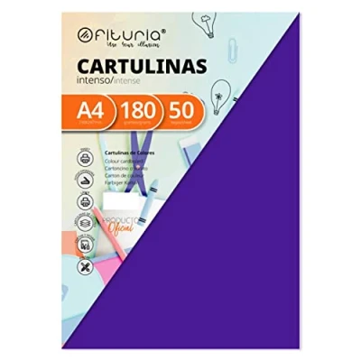 Imagen de Pack 50 Cartulinas Color Morado Tamaño A4 180g