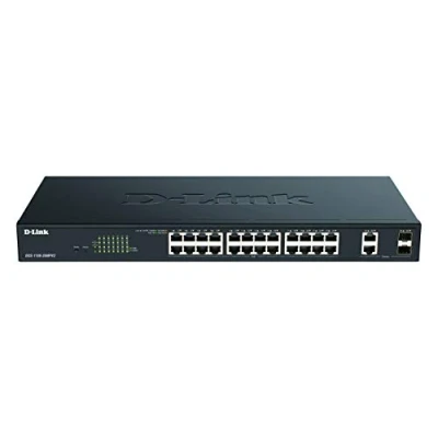 Imagen de D Link DGS 1100 26MPV2, Switch Smart 26 Puertos Gigabit, Combo, PoE, Power Over Ethernet, Gestión Web, Layer 2, VLAN, sin Ventilador, IGMP Snooping, VoIP QoS, Seguridad Red, Montaje Rack