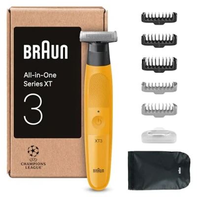 Imagen de Braun Series XT3 XT3205, Afeitadora EléctricaTodo En Uno, +7 Accesorios De Styling, Lámina Afilada Flex 4D, Barba Recorta &amp; Afeita, Amarillo