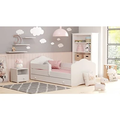 Imagen de KOBI Cama para Niños con Colchon y cajón FALA 160 x 80 cm Camas Infantiles Blanco Niño Pequeña Niña Chica o Chico Muebles Habitación Juvenil