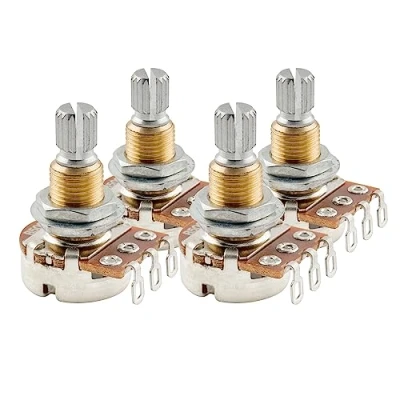 Imagen de Musiclily Pro Latón Rosca Mini Métrico B500K Potenciómetros Lineal Split Shaft Poti para Guitarra Eléctrica Bajo (Set de 4)
