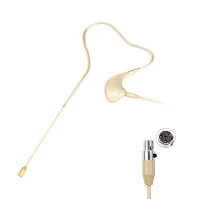 Imagen de KIMAFUN Micrófono de Diadema Headworn un Solo sobre Orejera Colgante Condensador Compatible con el Transmisor Bolsillo del Sistema Inalámbrico Shu_re, Beige, HC 830 D4