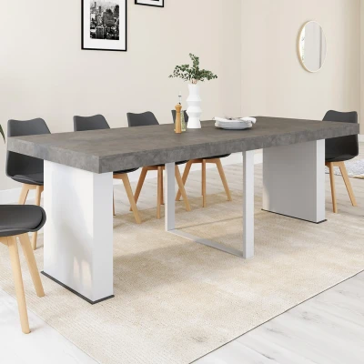 Imagen de Consola extensible EDEN, 10 plazas, 235 cm, hormigón y blanco