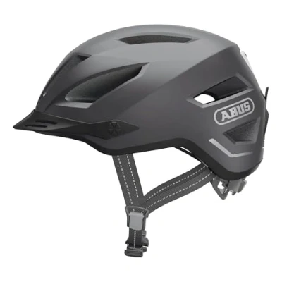 Imagen de ABUS casco de ciudad Pedelec 2.0 bicicleta con luz trasera y protector lluvia para tráfico urbano mujer hombre gris oscuro, talla S, oscuro (titanio), S (51 55 cm)
