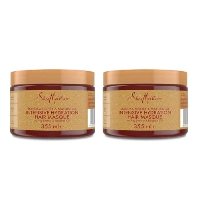 Imagen de SheaMoisture Mascarilla Capilar Hidratación Intensiva para cabello seco y dañado con Miel de Manuka Aceite Mafura sin siliconas 2 x 355 ml