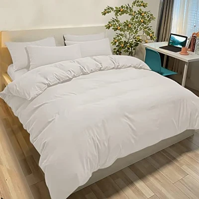 Imagen de Fundas Nórdicas Cama 135 150 Microfibra Juego de Funda Edredón 240x220 cm, 2 Almohada 50 x 80 cm Beige