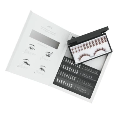 Imagen de kit de inicio extensión pestañas postizas en racimos casa Nanolash completo para aplicar DIY, extensiones (Marrón, HARMONY)