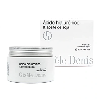 Imagen de GISÈLE DENIS Crema Facial Ácido Hialurónico y Aceite de Soja 50 ml, Hidratante, Tensora Antiarrugas, sin Aportar Brillos, Firmeza Efecto Lifting, Tacto Ligero Rápida Absorción