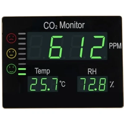 Imagen de Seben HT 2008 medidor de CO2 semáforo Ambiente con Pantalla LED XL para la medición del Aire Interior dióxido Carbono, Humedad y Temperatura