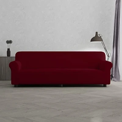 Imagen de Italian Bed Linen Funda Cubre Sofá “Più Bello, Burdeos, 4 PLAZAS