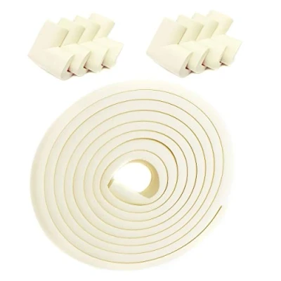 Imagen de TUKA 5 Metros Protector Borde Anti Golpe, Espuma Forma de L para Mesa Borde, anticolisión Tira Seguridad Bebés y niños, Suave Protectores Bordes, Extra DENSOS. Marfil, TKD7000 ivory