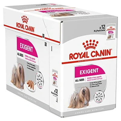 Imagen de ROYAL CANIN Exigente Mousse Paquete de 4 x 12 85 g Comida húmeda para Perros Adultos a Partir los 10 Meses exigentes con proteínas