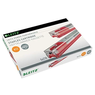 Imagen de Leitz PETRUS 55940000 Caja 5 cartuchos grapas galvanizadas para gruesos k12 rojo (80 hojas) modelos 5550 y 5551