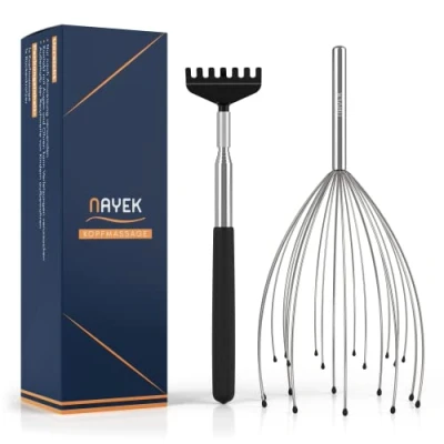 Imagen de NAYEK Rascador de espalda zit Masaje cabeza extensible para un hormigueo mágico y relajación profunda. inoxidable mejorar la circulación sanguínea, aliviar el estrés