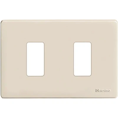 Imagen de Bticino 503/2/R/F Placa de 2 plazas, Blanco Perla (ral 1013), Posti