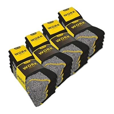 Imagen de sockenkauf24 10 o 20 Pares Calcetines de Trabajo Hombre Reforzados Algodón WORK (43 46 Negro/Gris)