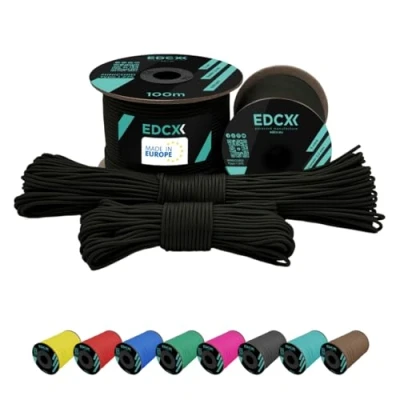 Imagen de EdcX 2 mm Nylon Paracord 275 (15, 30, 50 and 100 m) 100% Rope, 3 Strand Cord, Cord in Many Colours (Army Green, 15