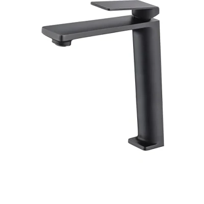 Imagen de IMEX Grifo Monomando Lavabo Caño Alto Baño Mezclador Agua Fria y Caliente sobre Encimera Ahorro de Serie Fiyi Color Negro Mate