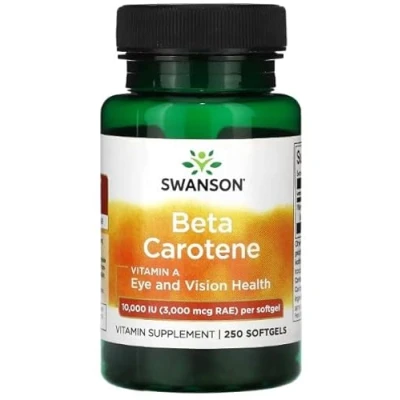 Imagen de Swanson Beta Caroteno (Vitamina A) 10,000 IU Suplemento Antioxidante para Visión y Sistema Inmunológico 250 Cápsulas Blandas