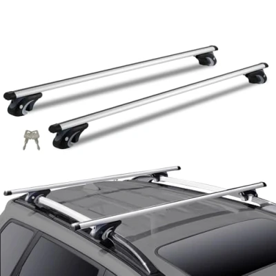 Imagen de VEVOR Barras Transversales para Portaequipajes de Techo Universales Aluminio 120 x 7,2 11 cm, Aptas Rieles Laterales Elevados con Espacio, Carga 90 kg, Cerraduras, SUV, Sedanes